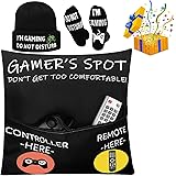 Gamer Gifts for Gamer Lovers,Gaming Room Décor, Pocket Design Gamer's Spot 18X18 Inch Throw Pillow Covers with Gamer Socks, B