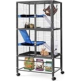 HABUTWAY 55''H Large Metal Rolling Ferrets Cage, Cage for Rats/Chinchillas, 0.5'' Bar Spacing for Ferret,Small Animal Cage w/Removable Ramp &amp; Platform