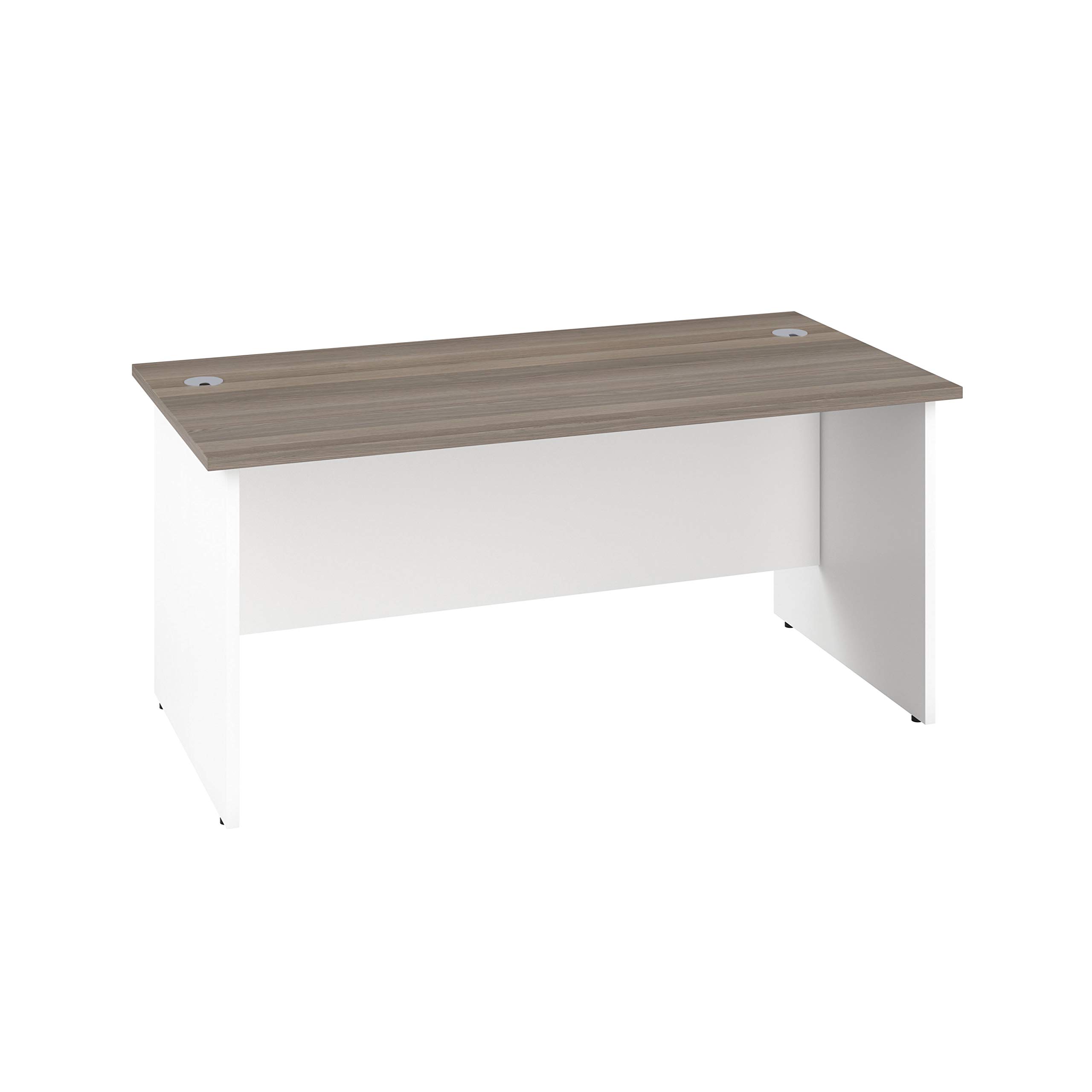 Office Hippo Heavy Duty Rectangular Office Desk with Panel Ends, 140 x 60 x 73 cm, White Legs, Grey Oak Top