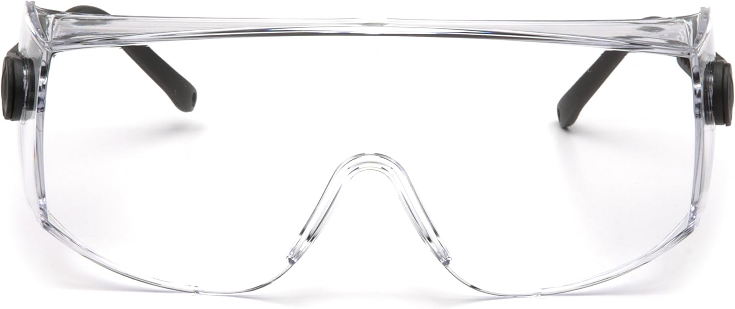 Pyramex Defiant Safety Eyewear, Jumbo Size Clear Lens with Black Temples : Hunting Safety Glasses : Sports & Outdoors