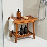 Utoplike Teak Shower Bench with Handles, 2-Tier Waterproof Stool view 5