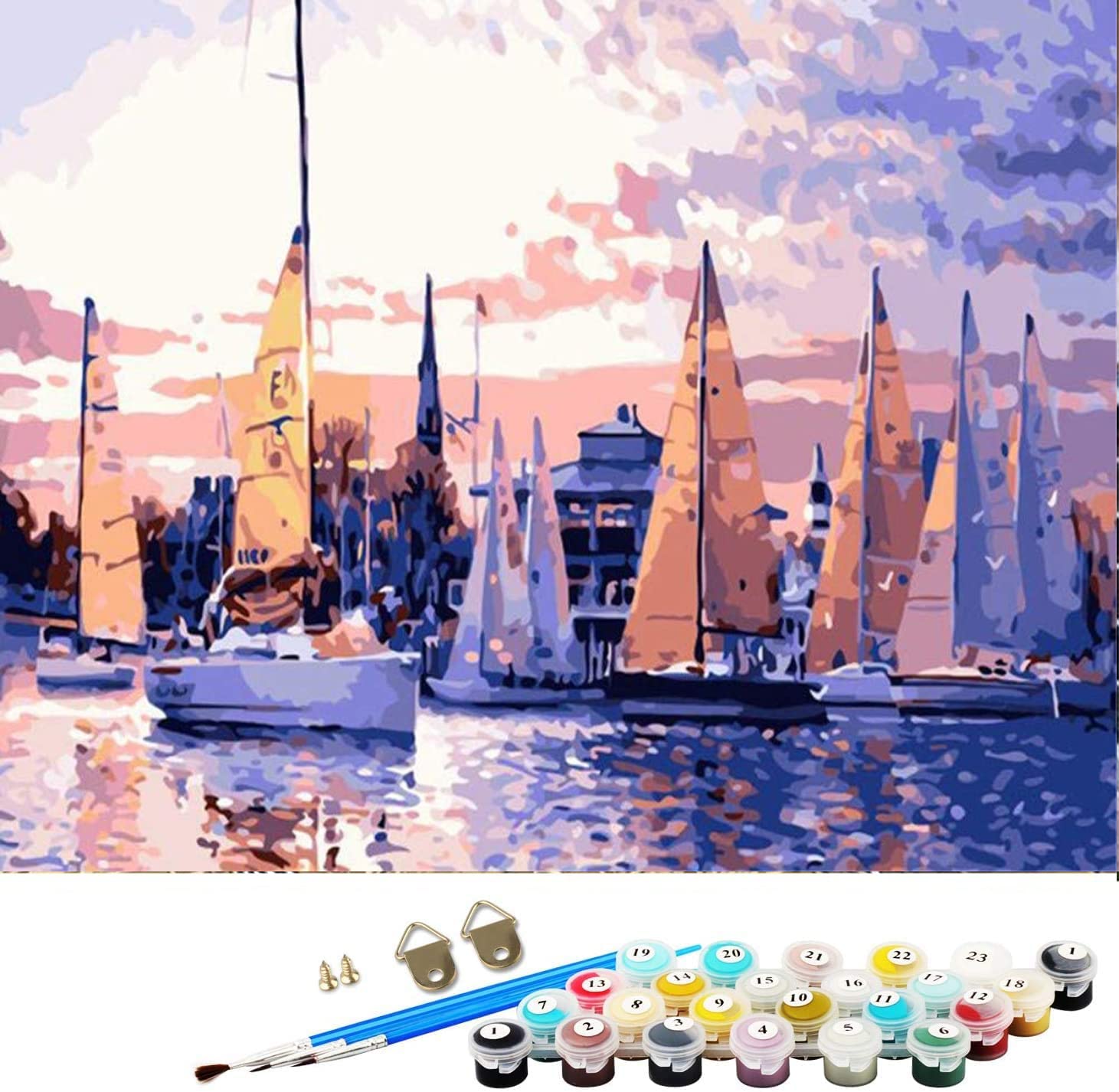 ABEUTY DIY Painting by Numbers for Adults, Boat Sea 40x50cm Christmas Valentine's Day Gift