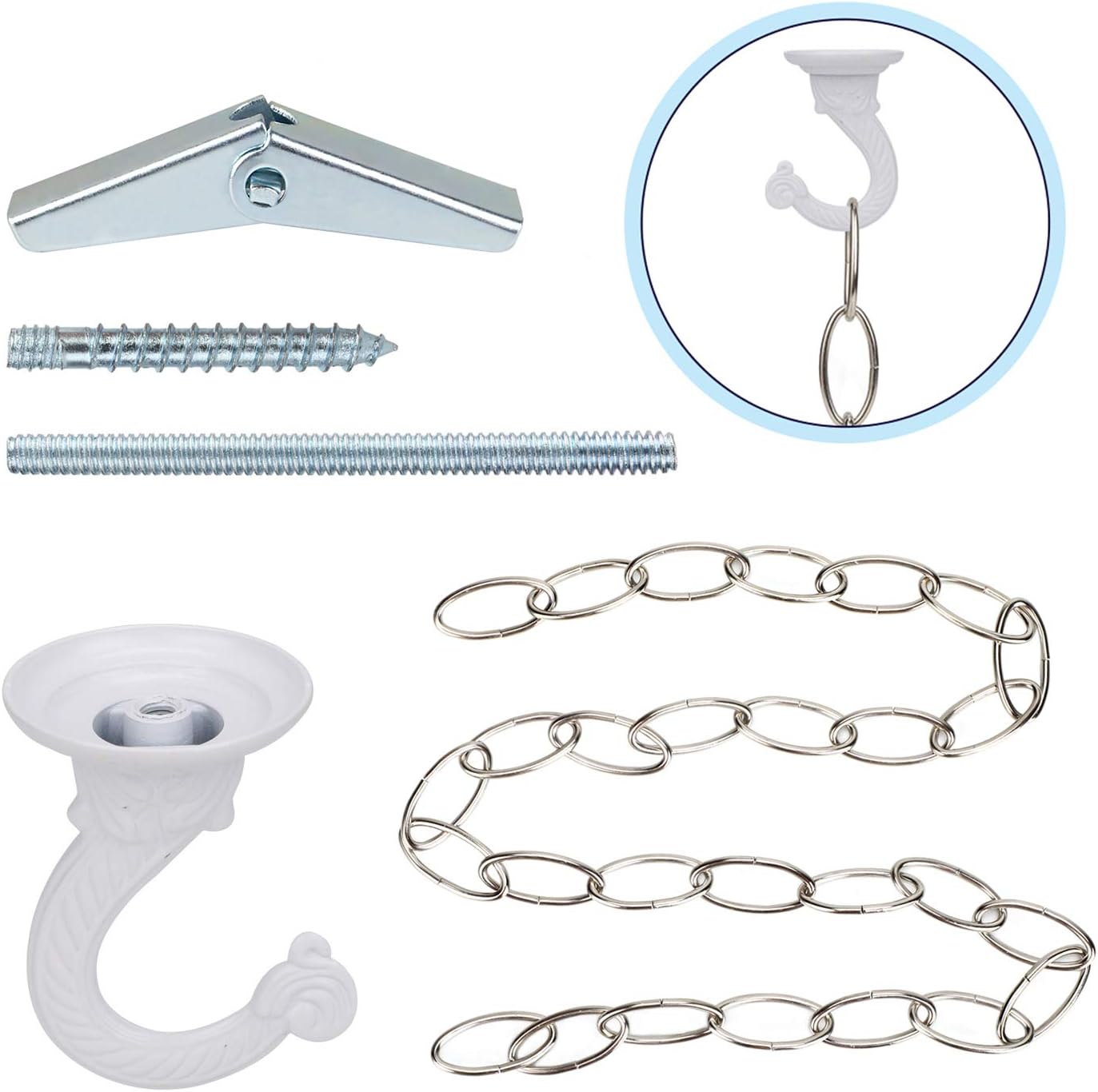 OOTSR Metal Ceiling Hook, Heavy Duty Ceiling Hook and Chain Extension