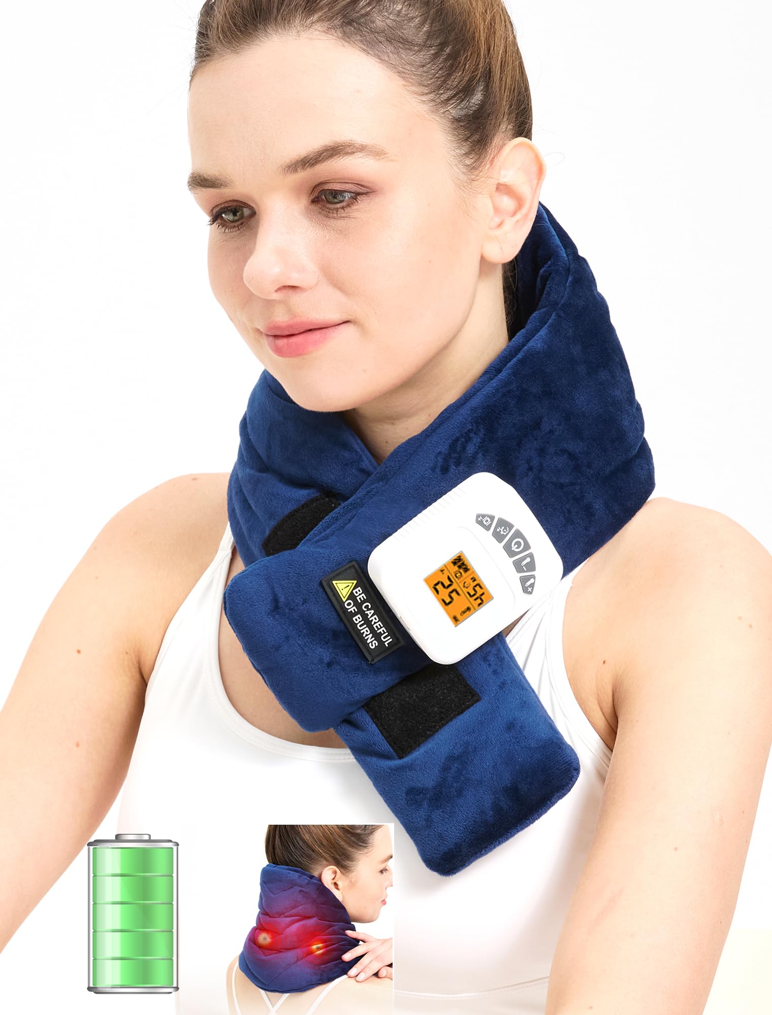 Photo 1 of CAMECO 2-in-1 Cordless Neck Heating Pad & Massager for Pain Relief, 104?-140? 5000mAh Battery Operated Heated Neck Massage Wrap for Women Men, Portable Cevical Heat Pad for Home Office Travel