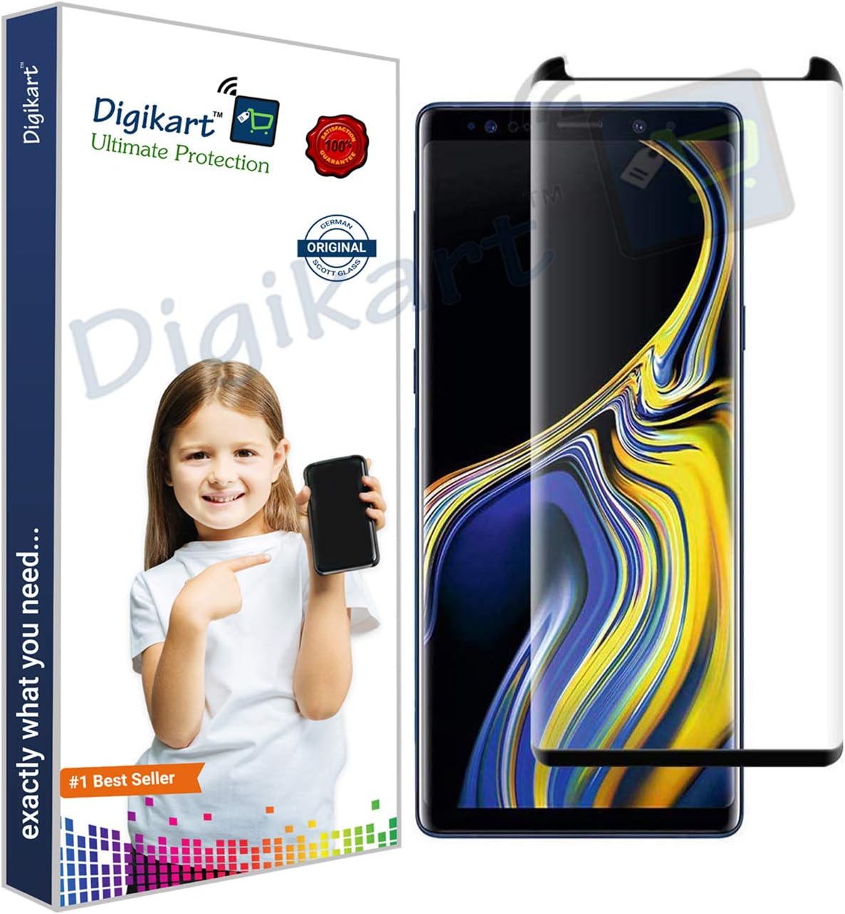 Digikart Mobile Screen Protector Guard Edge to Edge Premium Black Tempered Glass for Samsung Note 9