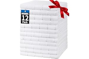 HOMERHYME Hand Towels, 12 Pack 25''*15'' White Microfiber Kitchen Bathroom Hand Towels, All-Purpose Quick Dry Lint Free Soft Absorbent Bulk Checkered Washcloth Bath Towels for Travel Gym Hotel