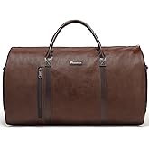 Modoker Convertible Leather Garment Bag, Carry on Garment Bags for Travel, Garment Duffel Bag, Gifts for Men Women Business Waterproof Suitcase Suit Travel Bags, Brown
