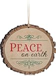 P. Graham Dunn Peace On Earth Rustic Bark Look Wood Christmas Ornament