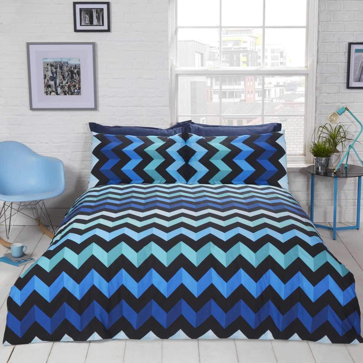 Rapport Home Rapport Three D Effect Duvet Set, Polyester, Blue, Single