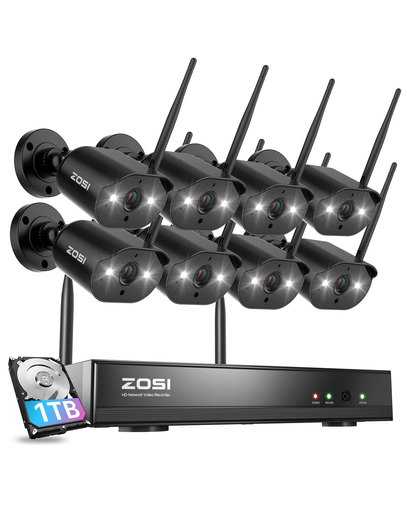 ZOSI Wireless Home Security Camera System, 2K