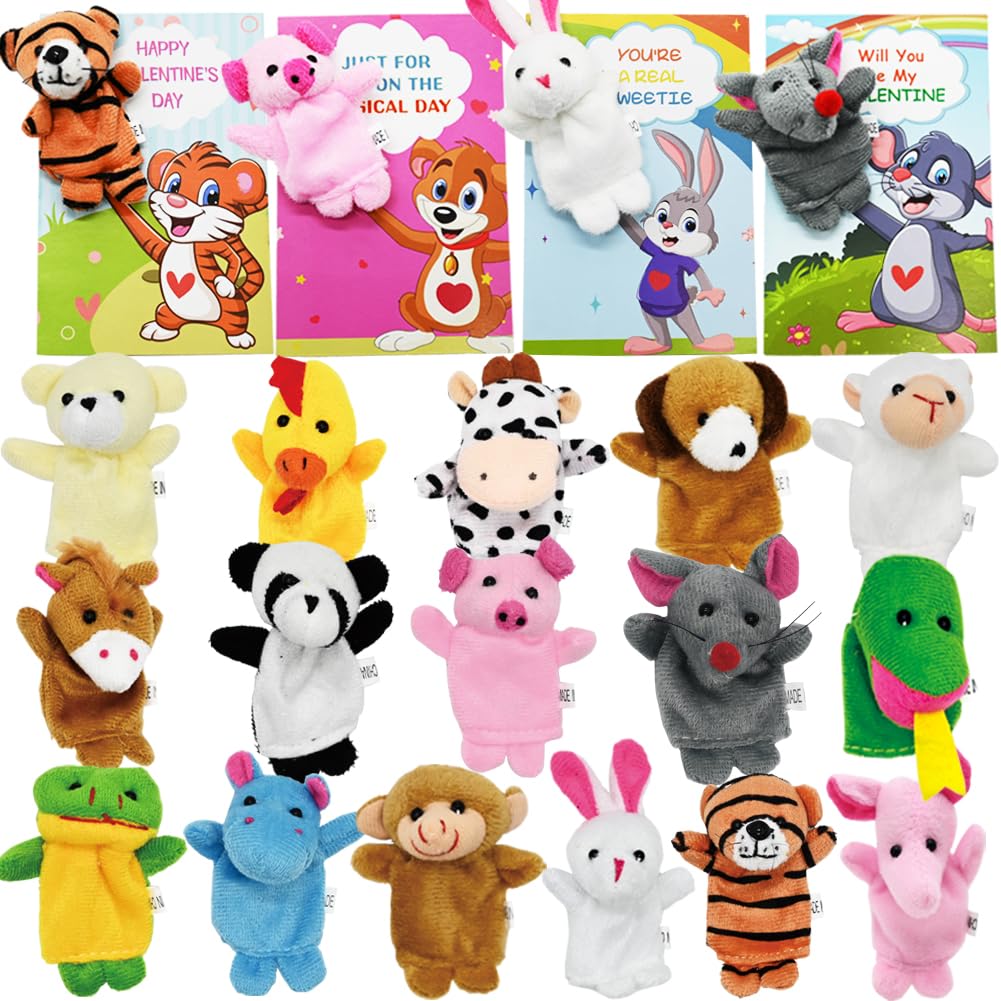 Photo 1 of 16 Packs Animal Finger Puppet, Plush Finger Puppet Toys Set for Kids Easter Party Favors, Easter Basket Stuffers, Classroom Exchange Prizes