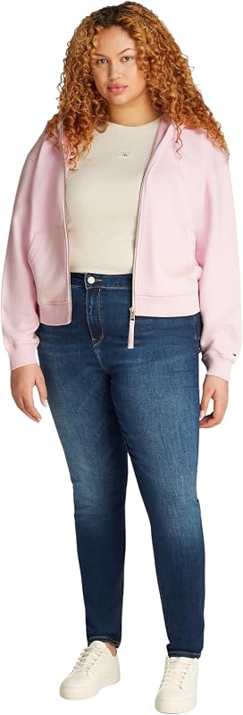 Sweat à Capuche avec Fermeture Éclair Femme Script Zip en Coton, Rose (Light Pink), 54 — photo 5 sur 7