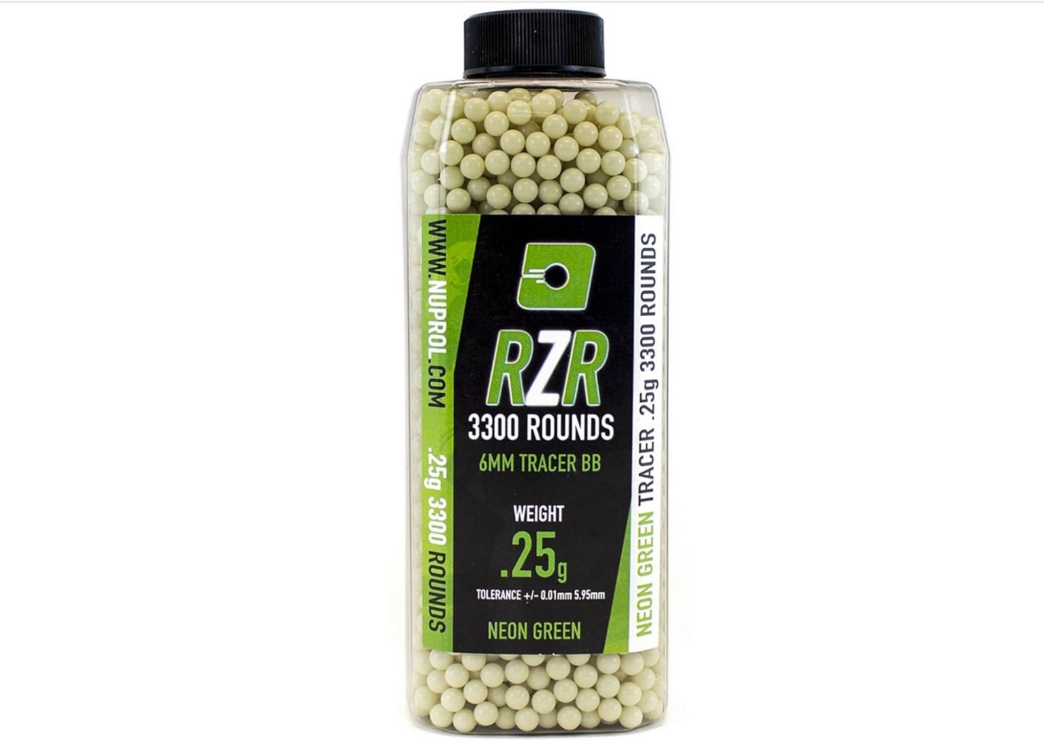 Nuprol Airsoft RZR 6mm BB Pellets 0.25 grams 3300pcs Green Tracers Amazon.co.uk Sports
