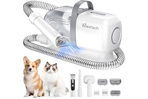 Bawetech B2 Pet Grooming Kit, 5-in-1 Dog Grooming Vacuum and Dryer with Clipper and Brushes, 11000Pa Suction, 2L Capacity, 113℉ Dryer, Low Noise Pet Hair Removal Tool Pet Supplies for Dogs Cats