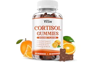 YXSW Cortisol Supplements Gummies for Women Sugar-Free Cortisol Gummies with Magnesium Glycinate Ashwagandha Rhodiola Rose for Relaxation, Focus, Zzz Support, Orange Flavor, 60 Count