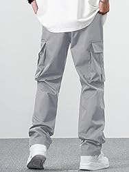 PLEPAN Men's Casual Cargo Pants Drawstring Hiking