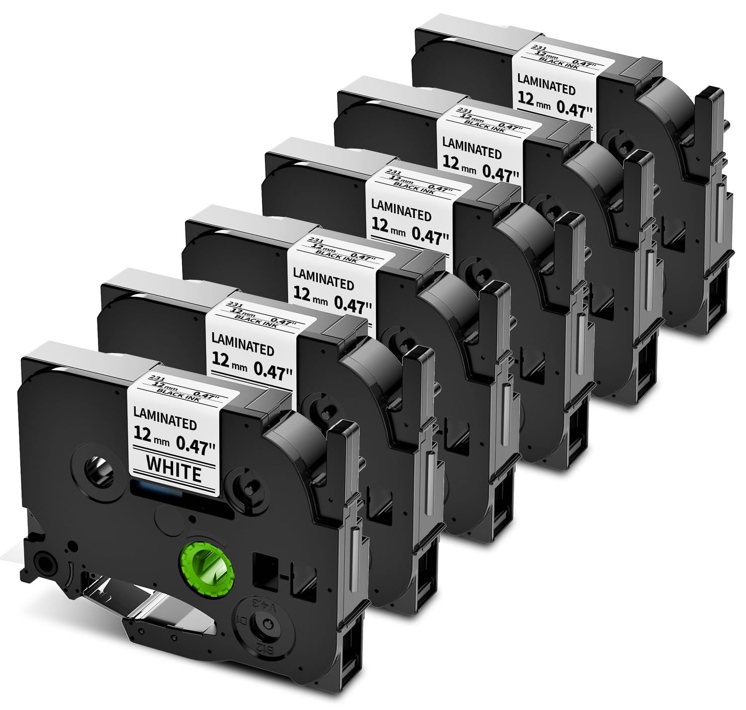 6X Upwinning Aze Label Tape 12mm Compatible with Brother P Touch Label Tape TZe-231 TZ 12mm 0.47 White Laminated Tape Cassette Replace for Brother P-Touch Label Printer 1000 H105 H107 E110 H200 D210