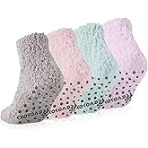 Revosoxs Fuzzy Grip Socks for Women Men,Thick Warm Slipper Cozy Fluffy Non Slip Ankle Valentines Fuzzy socks With Grips.