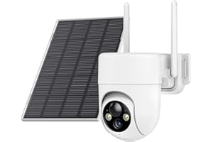ELYSOO Solar Camera Outdoor Wireless, 2K Color Night Vision, Security Cameras Wireless Outdoor with 360°View, 4X Zoom, Battery Powered, 2.4GHz WiFi Solar Camera, PIR Alarm, IP65 Weatherproof