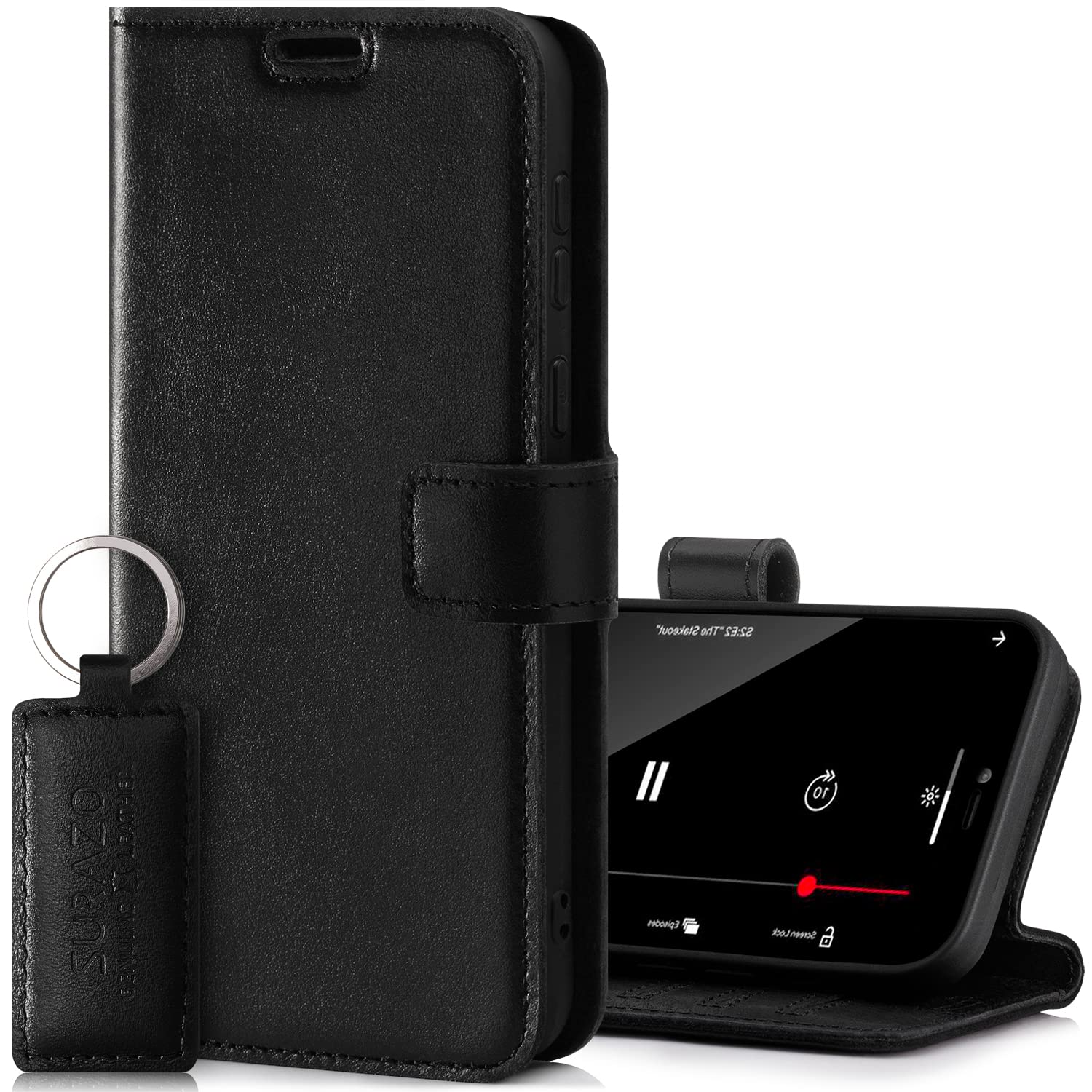 SURAZO Leather Wallet Mobile Phone Case Compatible with Google Pixel 6 - Flip & Fold Smartphone Case with Stand, RFID Blocker, Magnet Closure, 3 Slots for Bank Cards - Handcrafted European Leather