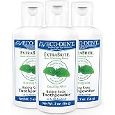 Eco-Dent ExtraBrite Baking Soda Toothpowder, Mint 3-Pack, 2 Oz Ea | Whitening Toothpaste Alternative with Oxidizing Calcium Peroxide, Fluoride- &amp; SLS-Free, Low-Abrasion, 200 Brushings