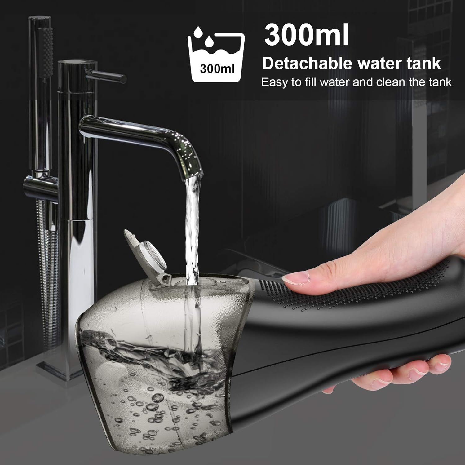 H2ofloss Water Flosser Portable Dental Oral Irrigator with 5 Modes, 6 Replaceable Jet Tips, Rechargeable Waterproof Teeth Cleaner for Home and Travel -300ml Detachable Reservoir: Beauty