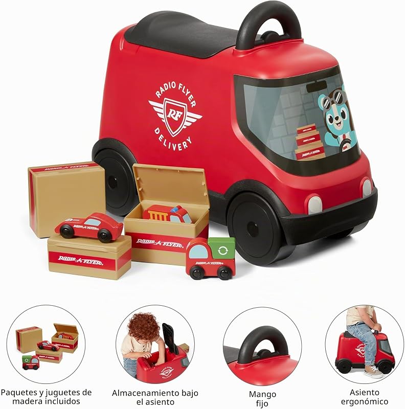 Ride & Deliver Truck, Juguete correpasillos Rojo para niños pequeños de 2 años o más