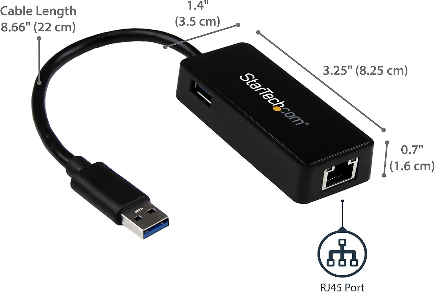 StarTech.com USB 3.0 Ethernet Adapter - USB 3.0 Network Adapter NIC with USB Port - USB to RJ45 - USB Passthrough (USB31000SPTB), Black - Image 3