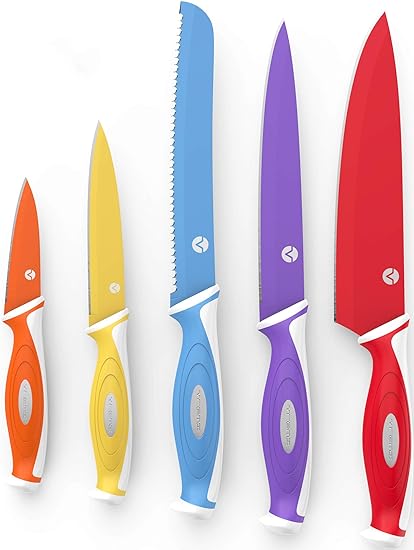 Buy Vremi Professional 5 Piece Chef Knife Set Colorful Knives With Matching Protective Blade Covers Online At Low Prices In India Amazon In