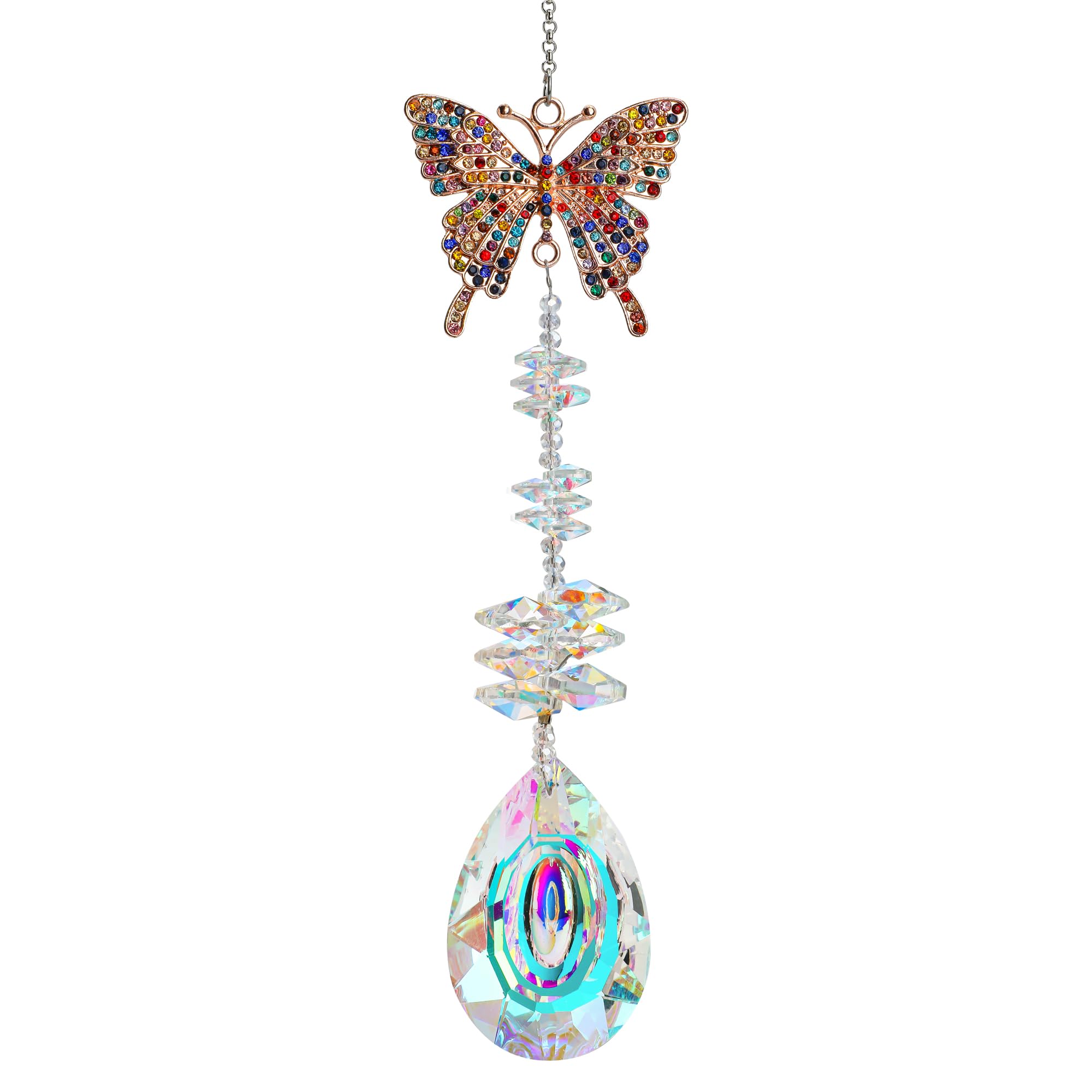 H&D HYALINE & DORA Crystal Butterfly Rhinestones Suncatcher Window Hanging Ornament,Glass Suncatcher for Windows Rainbow Maker Decoration for Home