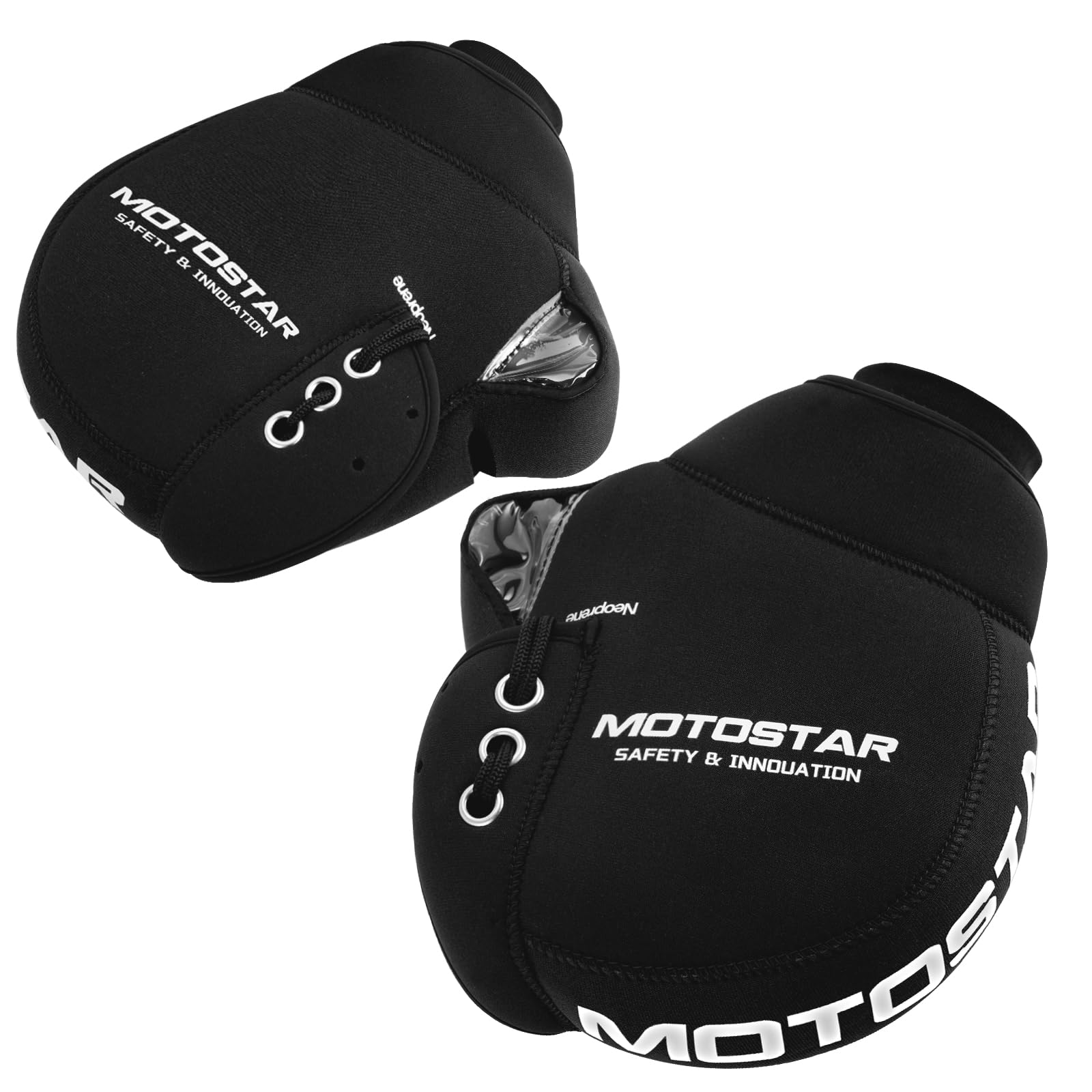 MOTOSTAR バイク用 ハンドルカバー ネオプレーン 取付簡単 ハンドルウォーマー リフレクター付き 防風 防寒 防水 縫い目良い 汎用 保温性 フリーサイズ ブラック商品画像