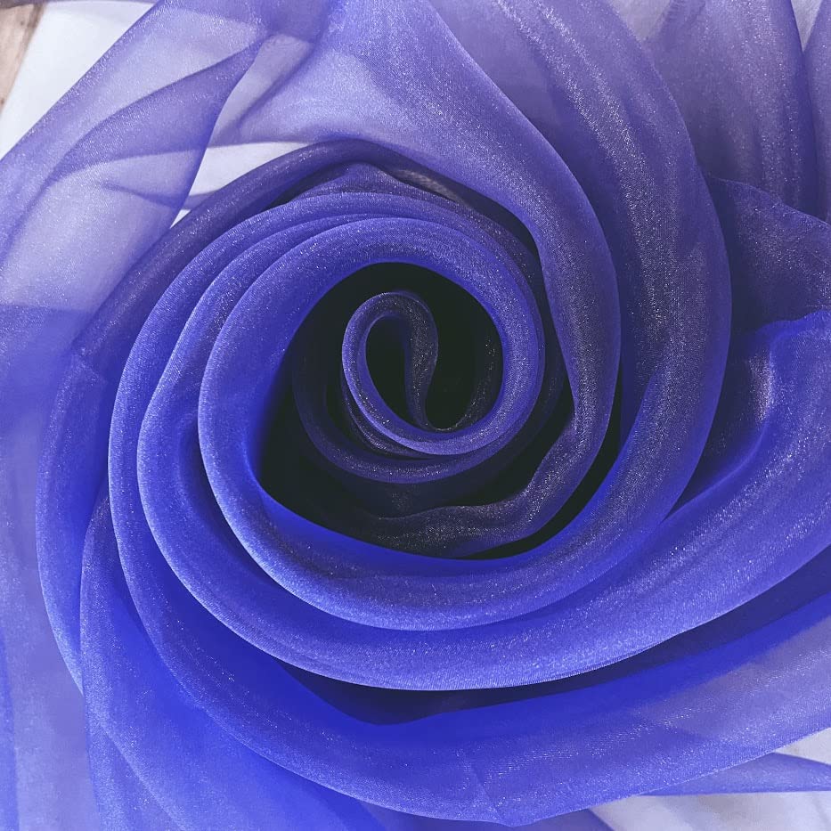 Megachest 145CM Wide Soft Organza Dress Fabric Fancy Costumes Decorations 50 Colors(Royal Blue, 5 Meters)