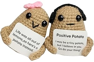 Cdrompy 2pcs Positive Potato,Crochet Kit for Beginners with Step-by-Step Video Tutorials,Funny Gifts Crochet Kit Cheer Up Gifts for Christmas Birthday Cute Gifts(50%+ Yarn)