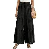 CUPSHE Palazzo Pants for Women Smocked Waist Boho Western Flowy Wide Leg Pant