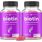 NutraChamps (2 Pack) Biotin Gummies 10,000mcg [High Potency] for Healthy Hair, Skin & Nails for Adults & Kids - 5000mcg in Each Gummy Vitamin - Vegan, Non-GMO, Pectin-Based Hair Health Supplement