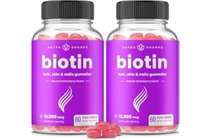 NutraChamps (2 Pack) Biotin Gummies 10,000mcg [High Potency] for Healthy Hair, Skin & Nails for Adults & Kids - 5000mcg in Each Gummy Vitamin - Vegan, Non-GMO, Pectin-Based Hair Health Supplement