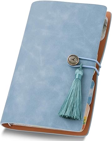 Amazon A6手帳 トラベラーズノート 6穴リング メモ帳 ビジネスノート システム手帳 ルーズリーフ式 バインダーノート インデックス ルーラー 収納袋 ステッカー リフィル 青い 1 手帳 カレンダー 文房具 オフィス用品