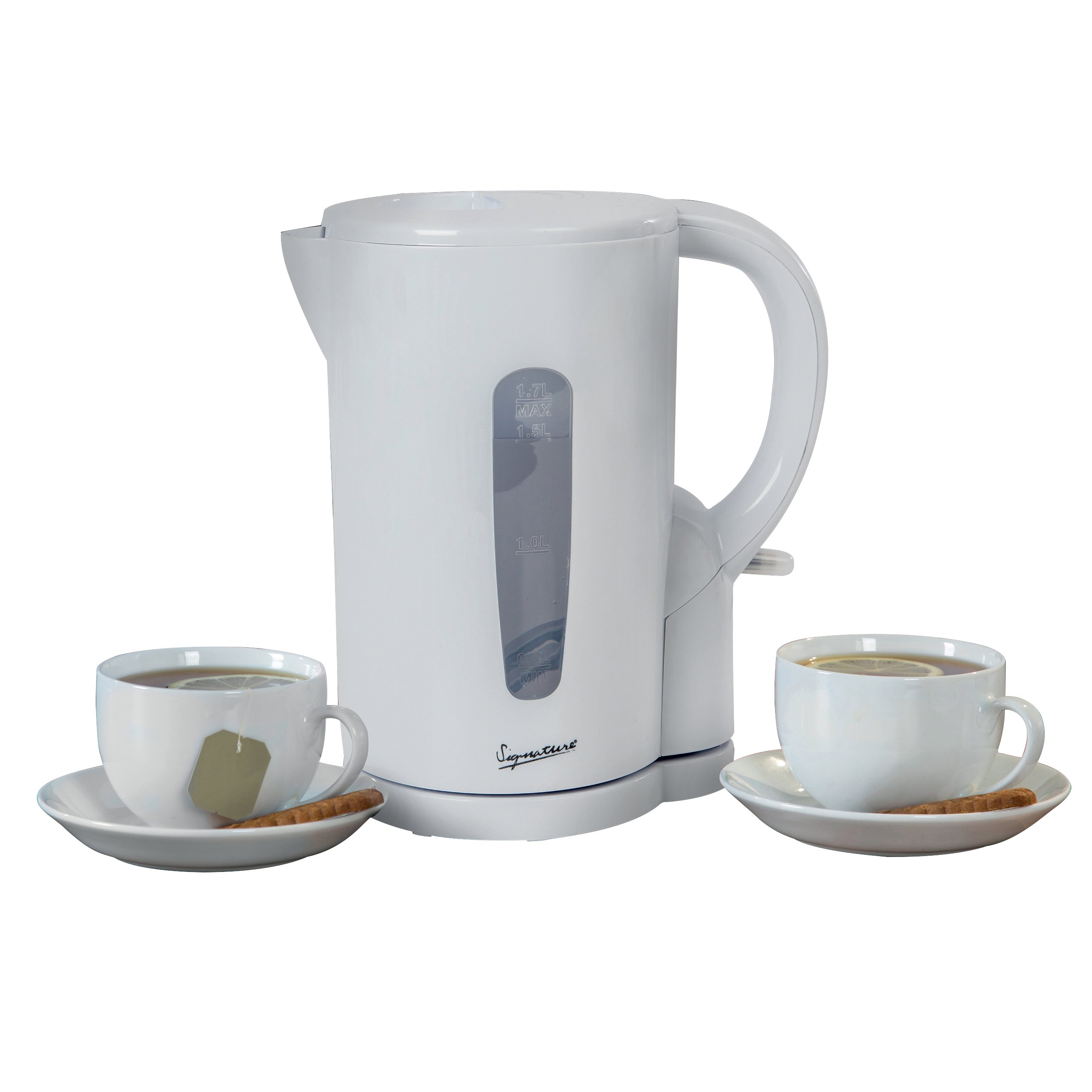 Signature S101 Cordless Jug Kettle, Boil Dry and Overheat Protection, Removable and Washable Filter, 1.7 Litre, White