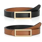 SUOSDEY Women Reversible Leather Belts for Jeans Pants Dresses Ladies Fashion Belts with Gold Buckle, 0.9" Width