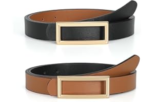 SUOSDEY Women Reversible Leather Belts for Jeans Pants Dresses Ladies Fashion Belts with Gold Buckle, 0.9" Width