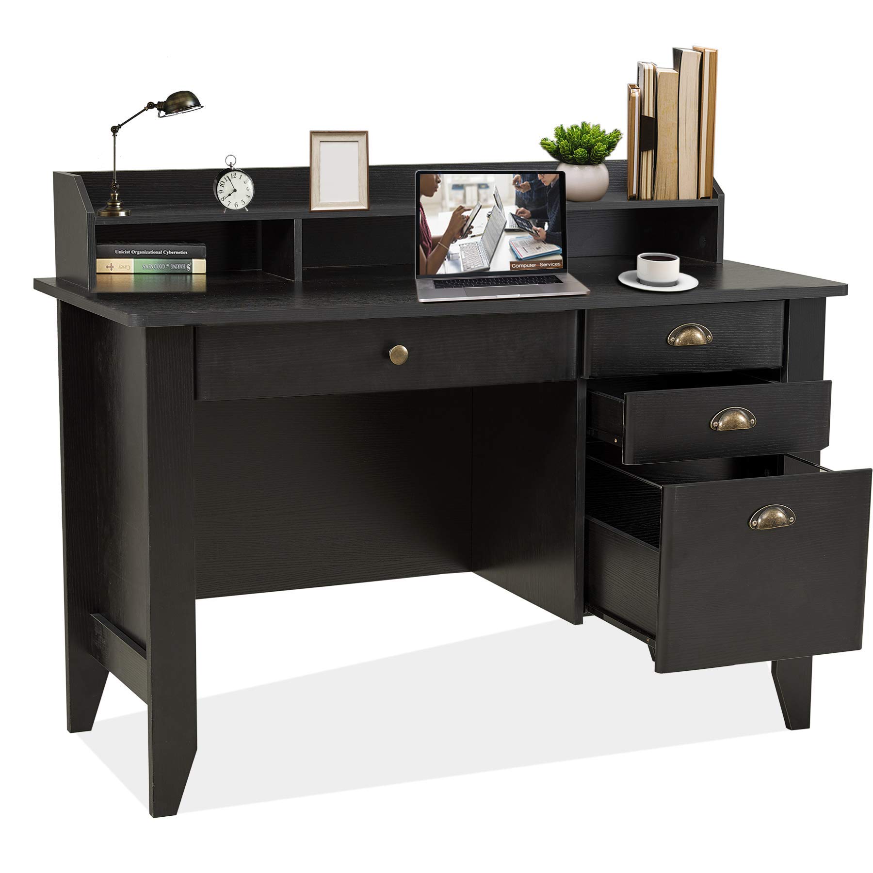 Buy Computer Desk with Drawers and Hutch, Home Office Desk, Wood Frame