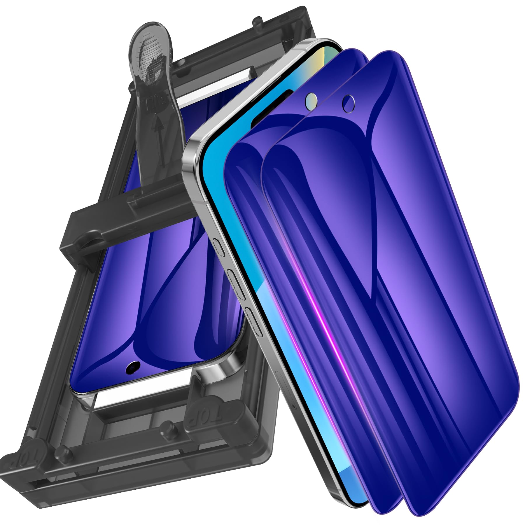 Photo 1 of JDHDL 2 Pack for iPhone 17 Pro Max Privacy Screen Protector Film (NOT Glass), Anti Blue Light Flexible PET Film Screen Protector for iPhone 17 Pro Max with [Easy Installation Tray] - Purple