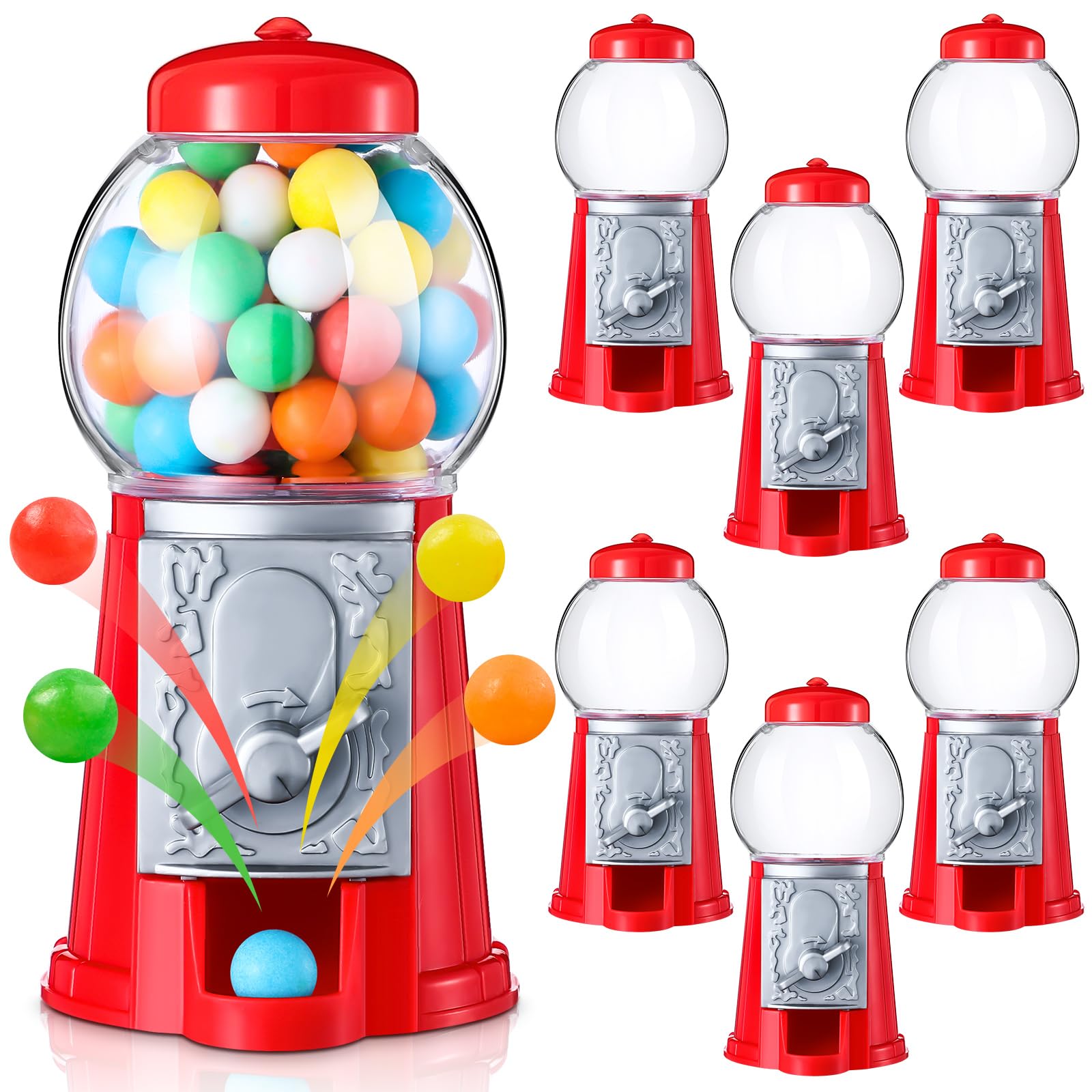 Photo 1 of VioraWhite 12 Pack Mini 5" Gumball Machine Without Candy Plastic Bubblegum Dispenser Red Gumball Machine Vending Candy Dispenser for Novelty Birthday Party Favor Fits 0.05" Small Chewing Gum