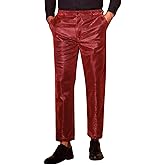 Lars Amadeus Glitter Pants for Men's 70s Disco Metallic Trousers Straight Leg Party Sequin Pants
