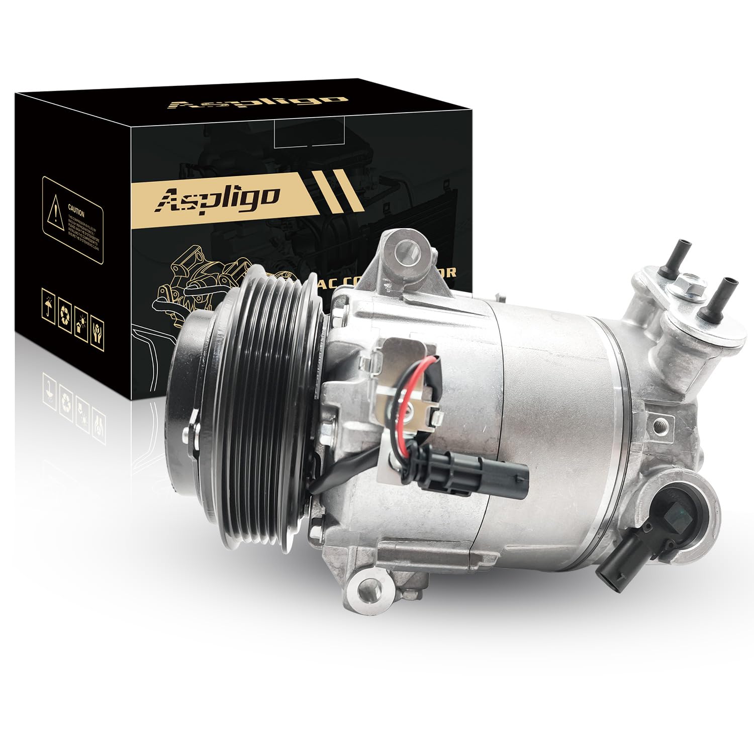 Photo 1 of Aspligo Air Conditioner AC Compressor Fits for Chevrolet Malibu Impala Malibu Limited 2.0L 2.5L 2013-2018, for Buick Regal 2.0L 2.4L 2014-2017, with A/C Clutch, Replaces 22910274, 22947668