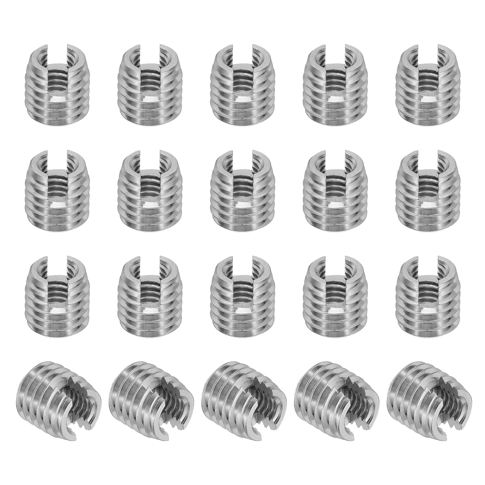 PATIKIL Self-Tapping Threaded Inserts, 20 Pcs M6 x M10 x 10mm 303 Stainless Steel Thread Adapter Reducer Slotted Screw Repair Inserts Nuts Sleeve