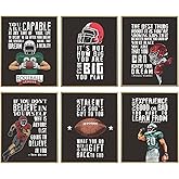 MTL HOE Football Wall Decor Motivational Sports Poster Football Room Decor For Kids Teenagers, Inspirational Poster Decor For Boys Men Room Bedroom Sports Wall Art Print Set Of 6 (8x10In) Unframed