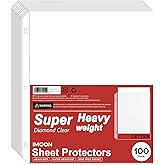 Super Heavyweight Sheet Protectors for 3 Ring Binders - 3-Hole Letter Size Clear Plastic Heavy Duty Sleeves, Archival Safe, Durable Page Protectors for Documents, 8.5x11 Inch (100 Pack)