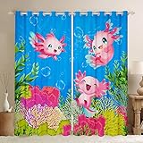 Castle Fairy Cute Axolotl Window Curtains,Cartoon