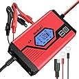 suaoki バッテリー充電器 バッテリーチャージャー 6V 12V自動電圧検出 1Aと4A充電選択可 8段階自動充電 LCDスクリーン表示 逆接続 過温度 過充電保護機能 自動車 トラック バイク用